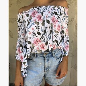 Off the Shoulder Flowy Floral Top